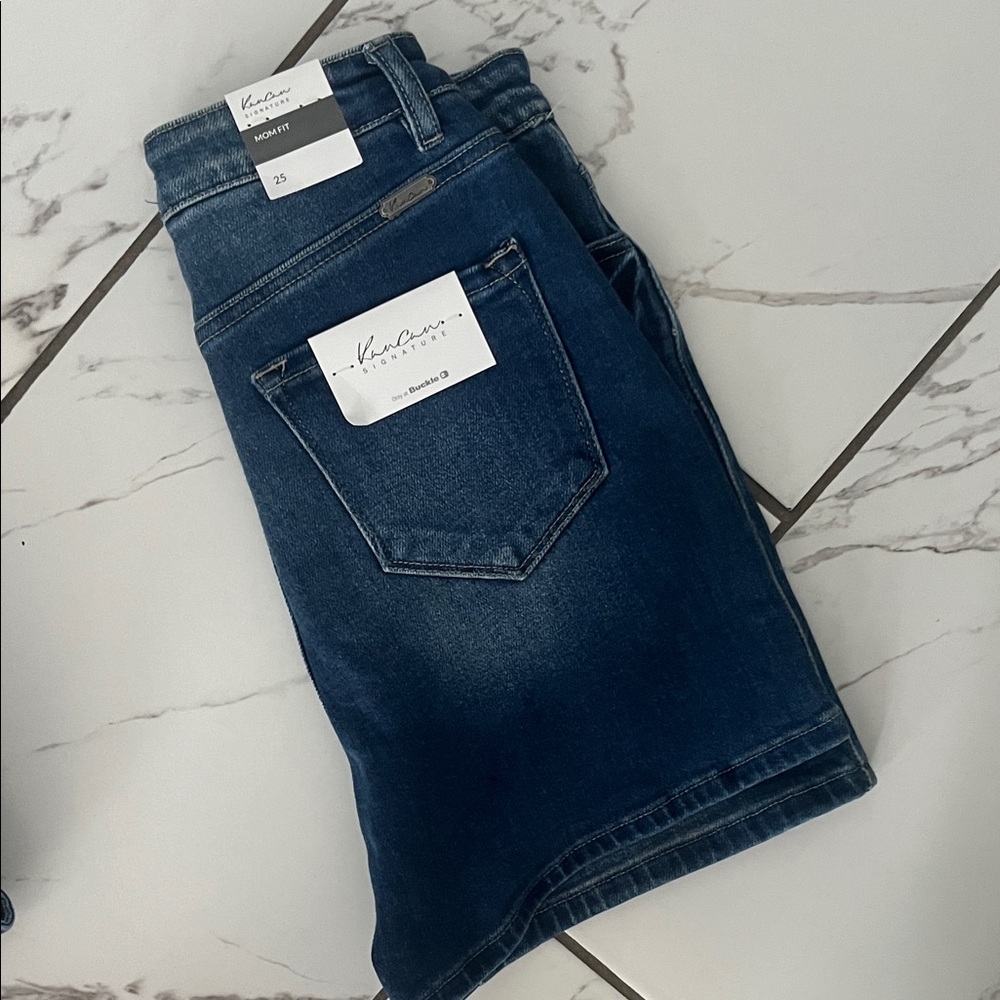 KanCan Dark Indigo High-Rise Mom Fit Jean Shorts